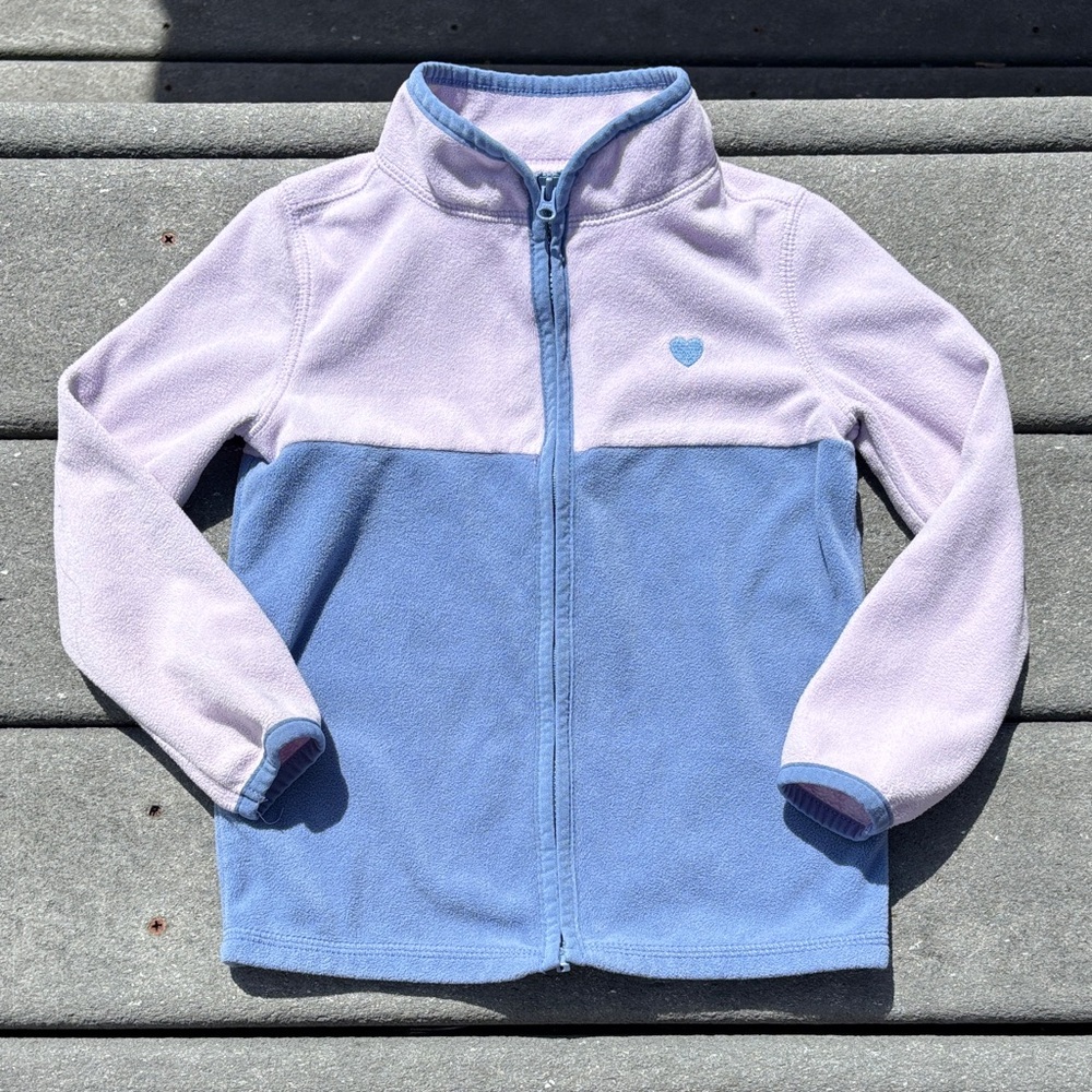OshKosh B'gosh Kids Purple and Blue Fleece Lightweight Zip Sweatshirt, Size 4